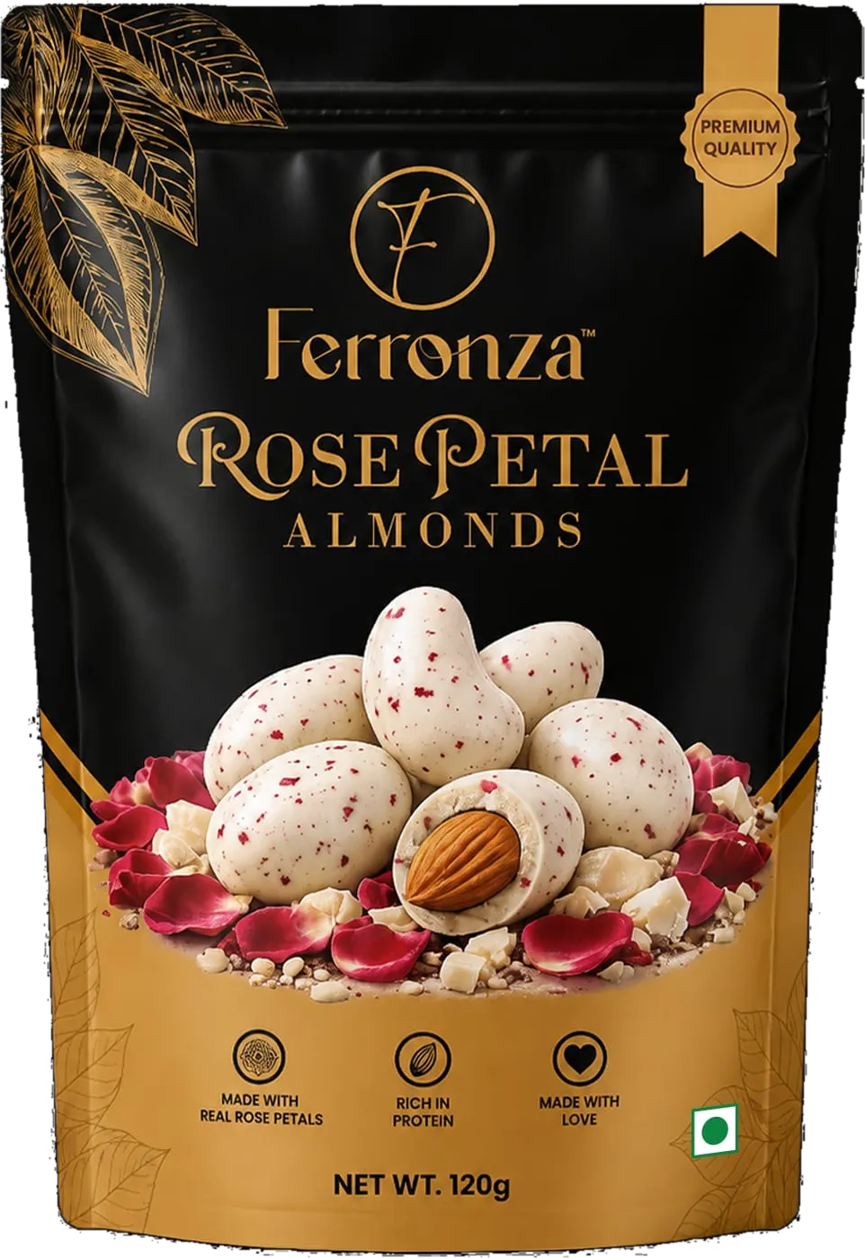 Ferronza Rose Petal Almonds 120g pouch